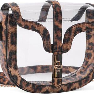 Clear Crossbody Bag for Women Stadium Approved- Vegan Leather See-Through Purse